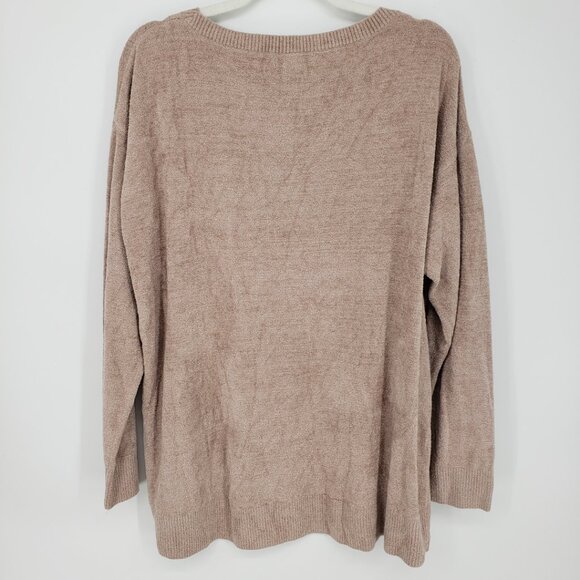 Barefoot Dreams Cozy Chic Ultra Lite Dockside Pointelle Pullover Sweater 1X Tan - Picture 3 of 8